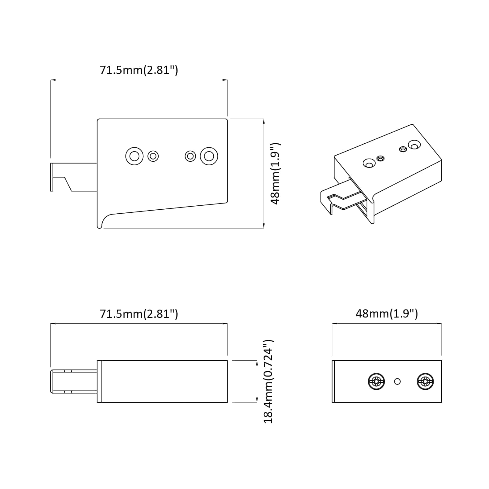 Osi za vješanje ormara 2 pcs Bijelo 70 x 48 x 19 mm