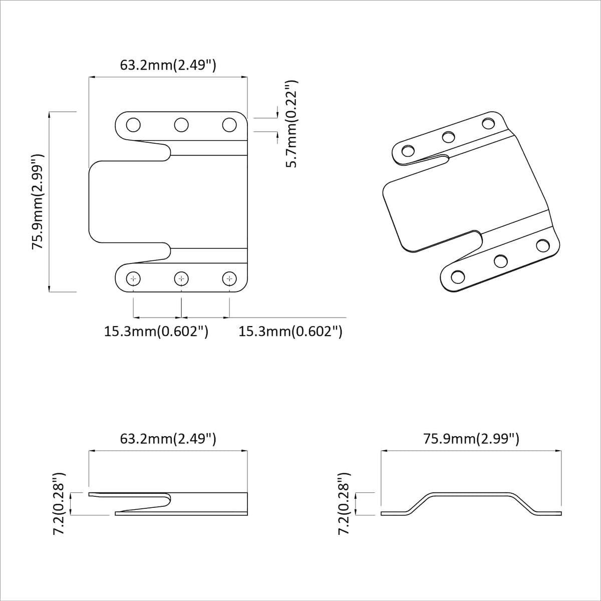 Držač za ravno montiranje 419 pcs Srebrno 75 x 66 x 1,4 mm