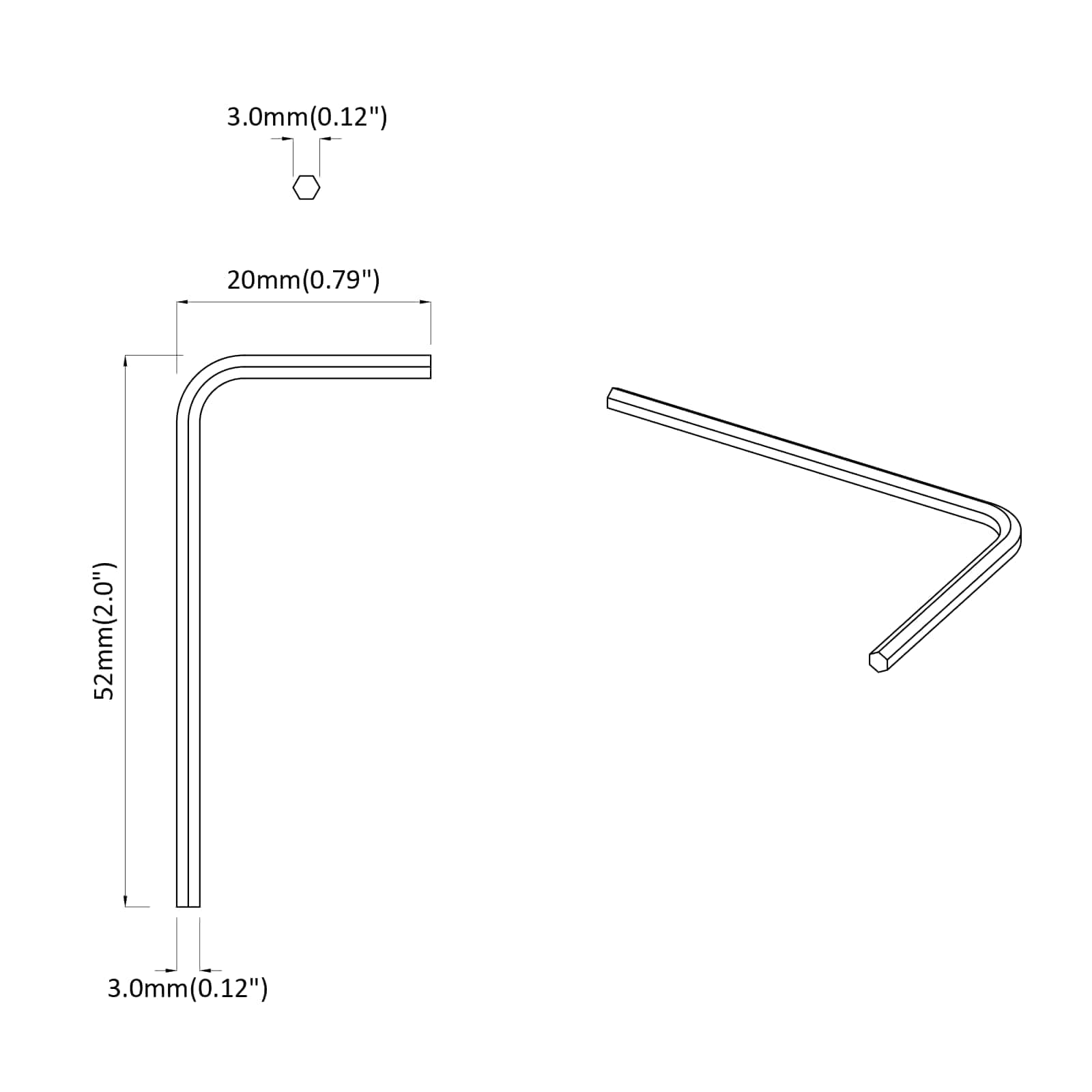 Hex ključ 12 pcs Srebrno 20 x 52 mm Čelik