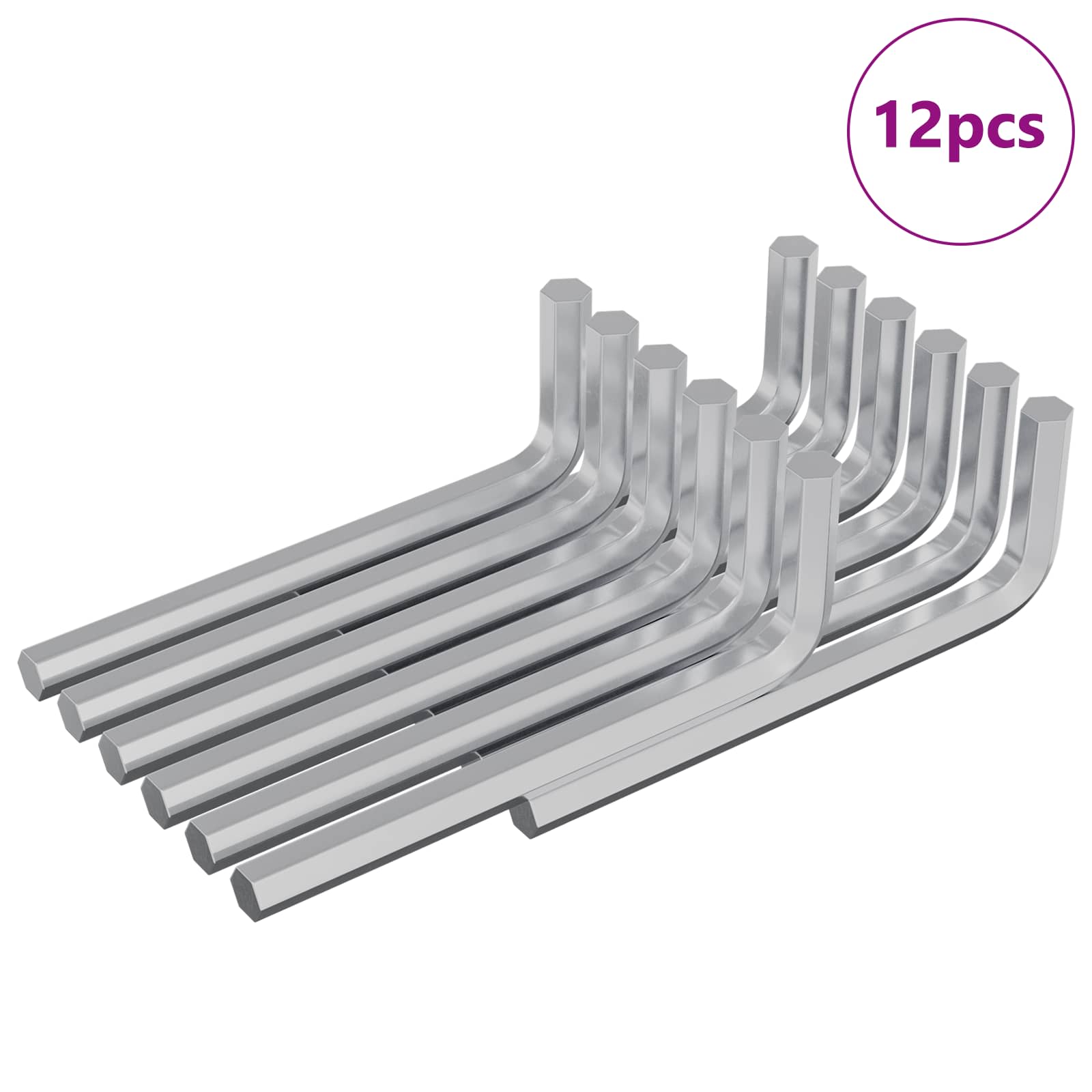 Hex ključ 12 pcs Srebrno 32 x 86 mm Čelik