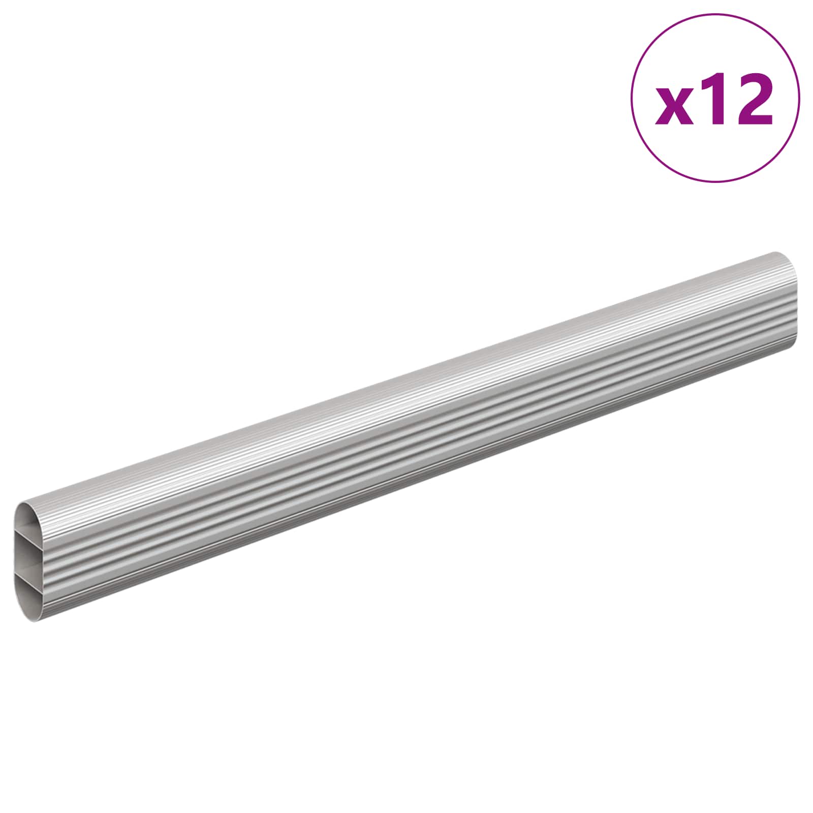 Cijev za ormar 12 pcs Srebrno 264 x 15 x 29 mm