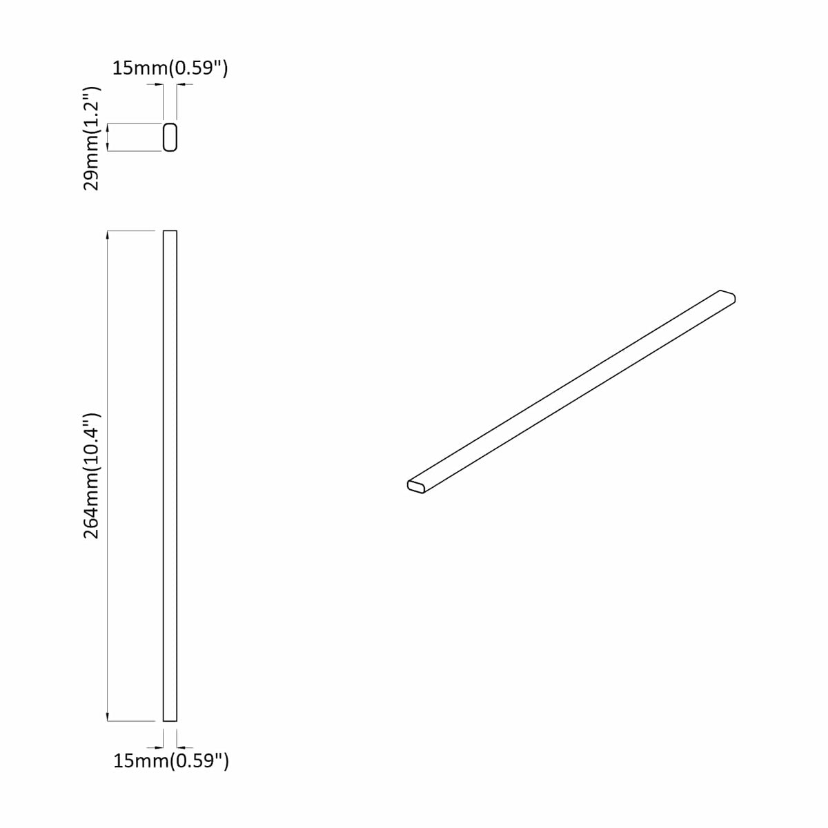 Cijev za ormar 12 pcs Srebrno 264 x 15 x 29 mm
