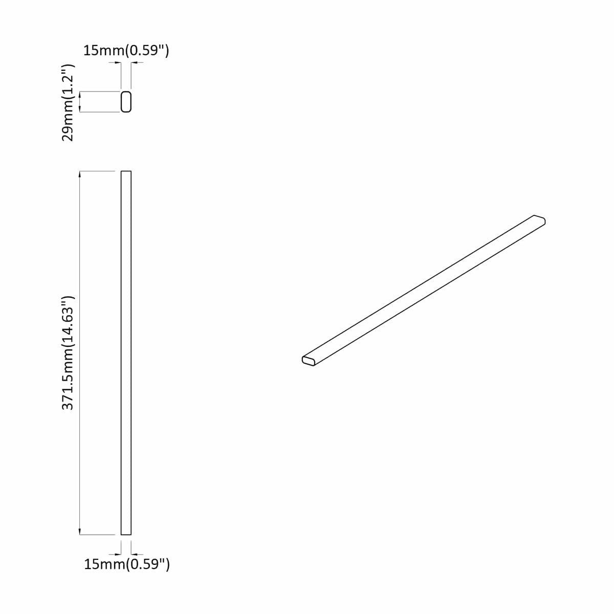 Cijev za ormar 12 pcs Srebrno 371,5 x 15 x 29 mm