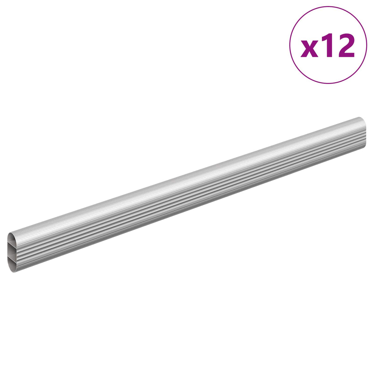Cijev za ormar 12 pcs Srebrno 464 x 15 x 29 mm