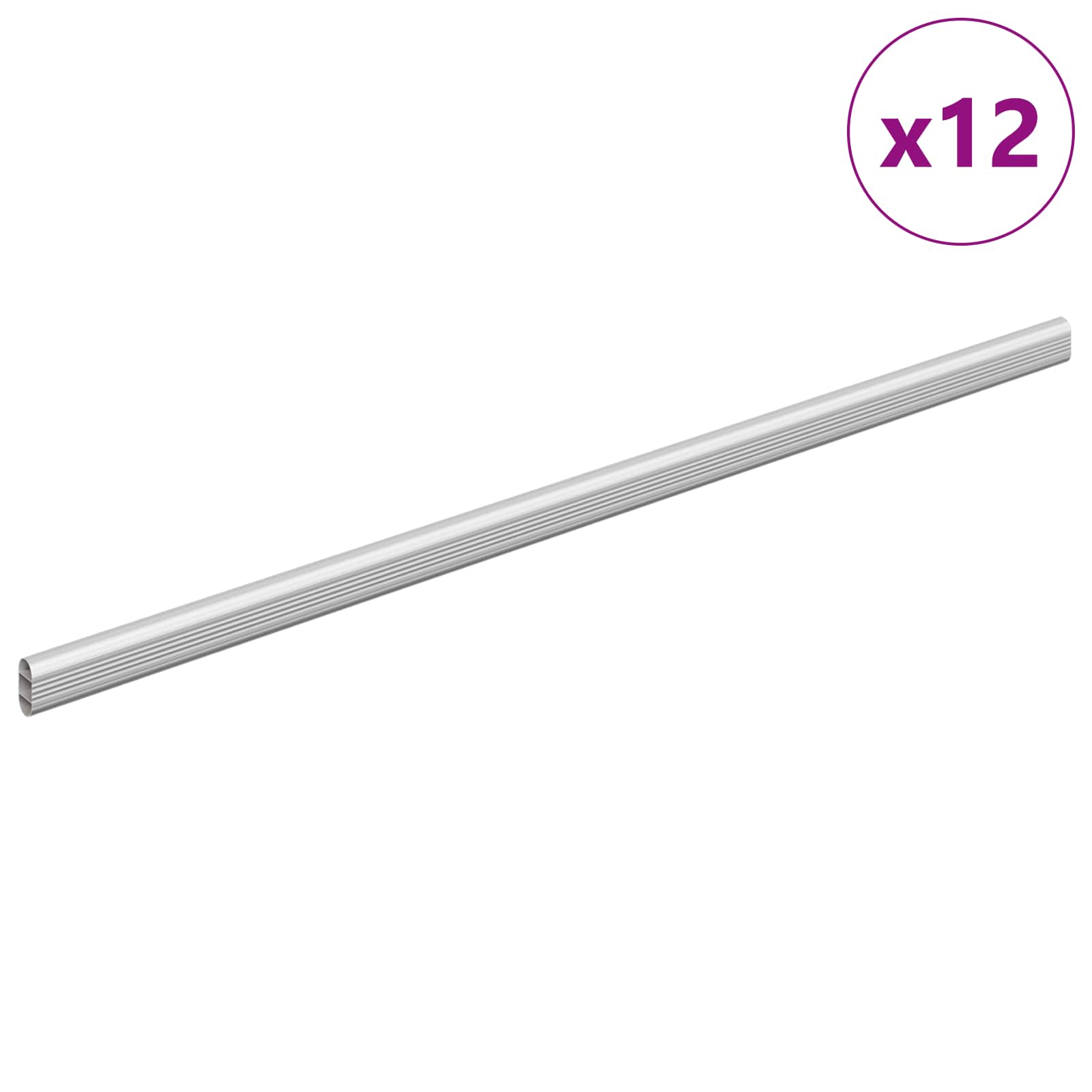 Cijev za ormar 12 pcs Srebrno 664 x 15 x 29 mm