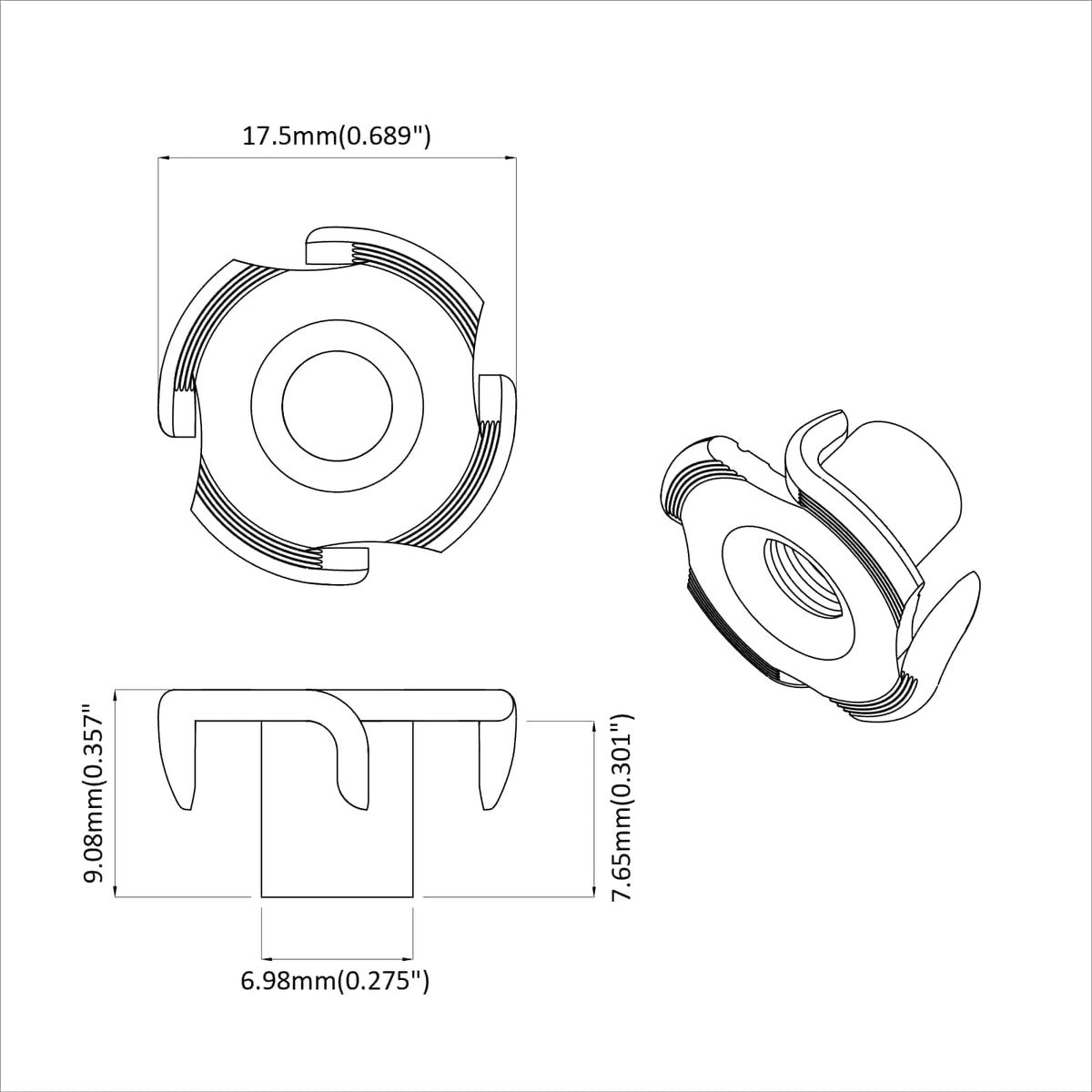 Urezana T-matica 12 pcs Srebrno M6 mm Čelik