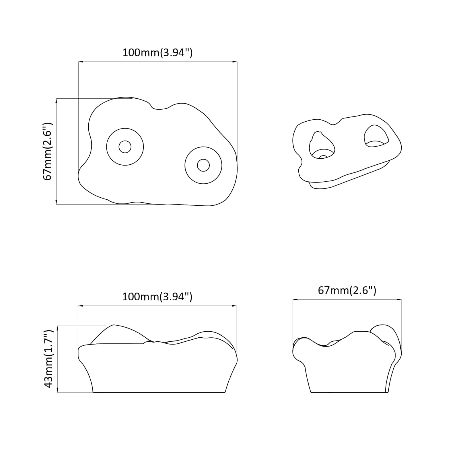 Držak za penjanje 12 pcs Narančasta 100 x 67 x 43 mm PP