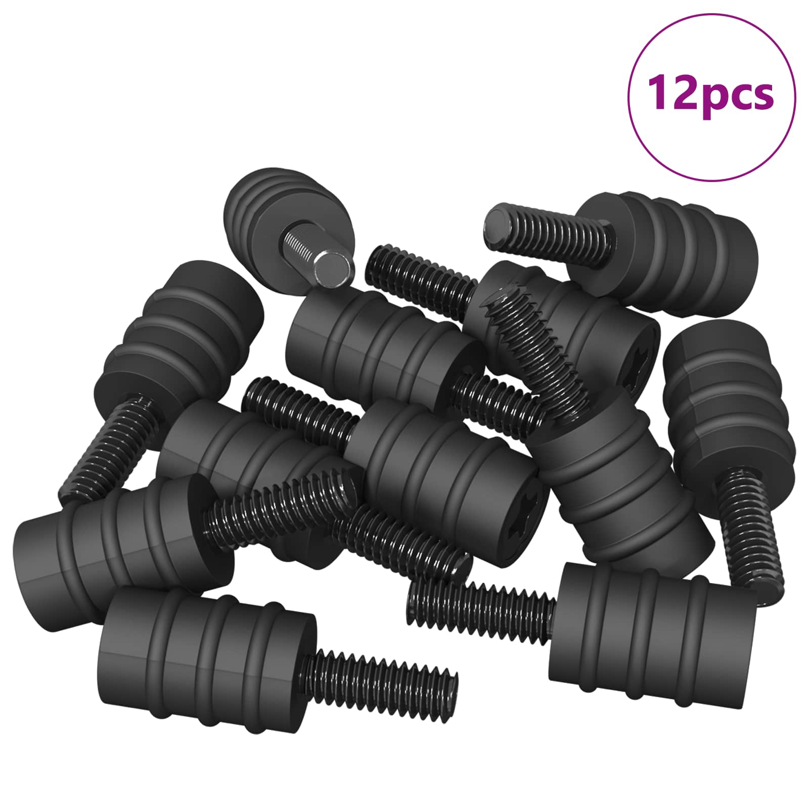 Odstojni vijak 12 pcs Crna M4 Guma i čelik