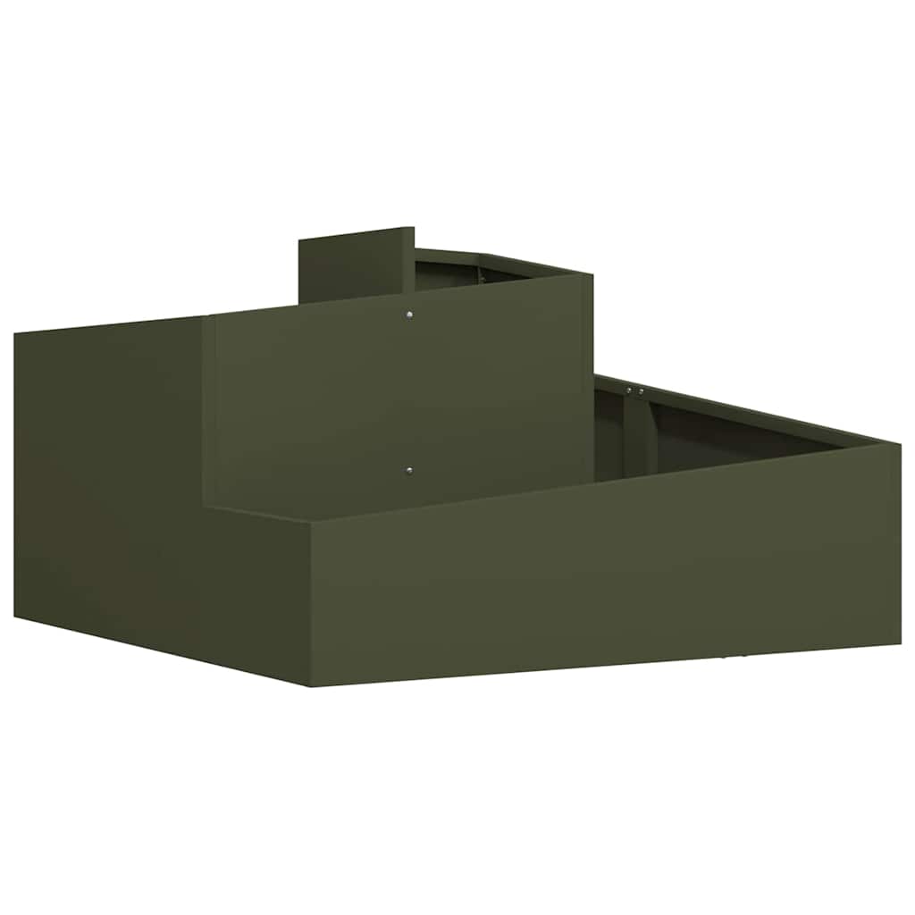 Vrtna saksija Maslinasto zelena 80 x 80 x 50 cm Čelična vrata