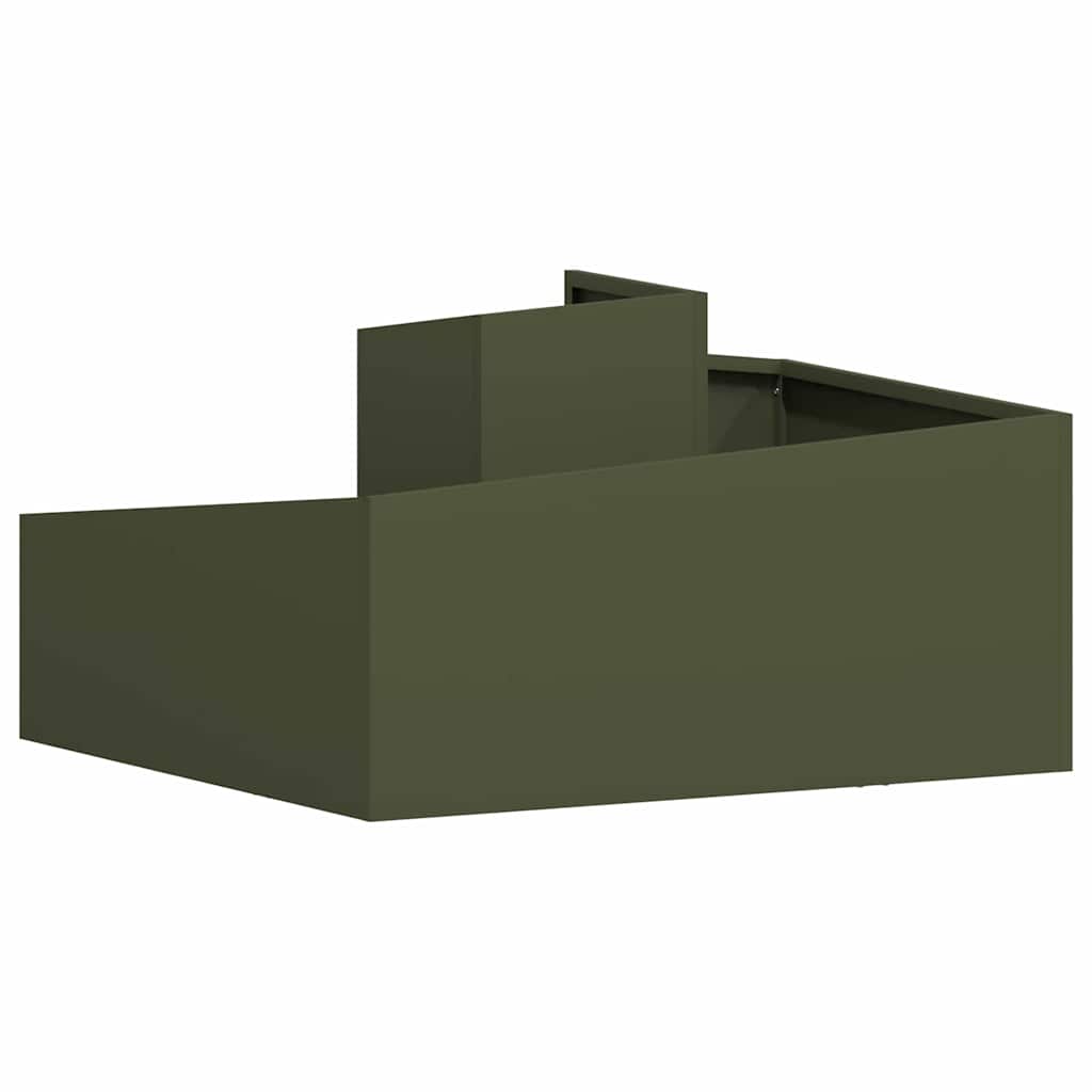 Vrtna saksija Maslinasto zelena 80 x 80 x 50 cm Čelična vrata