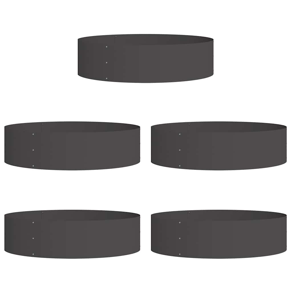 Prsten za saksiju 5 pcs Crna 80 x 80 x 20 cm Čelična vrata