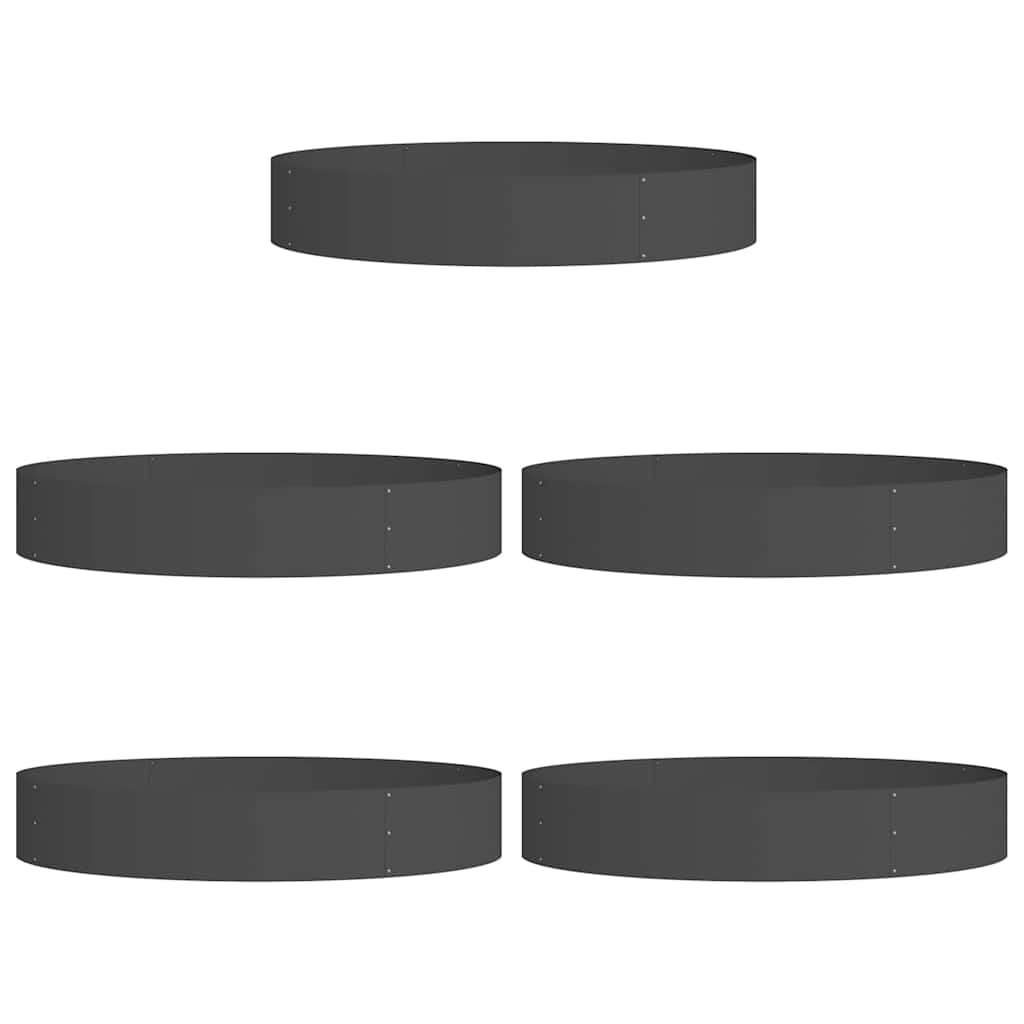 Prsten za saksiju 5 pcs Crna 120 x 120 x 20 cm Čelična vrata