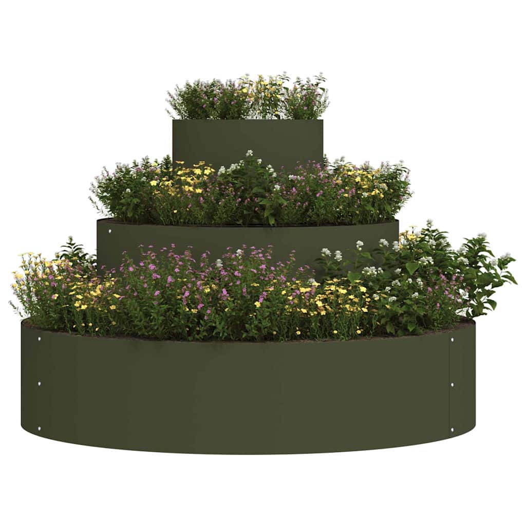 Vrtna saksija Maslinasto zelena 90 x 90 x 20 cm Čelična vrata