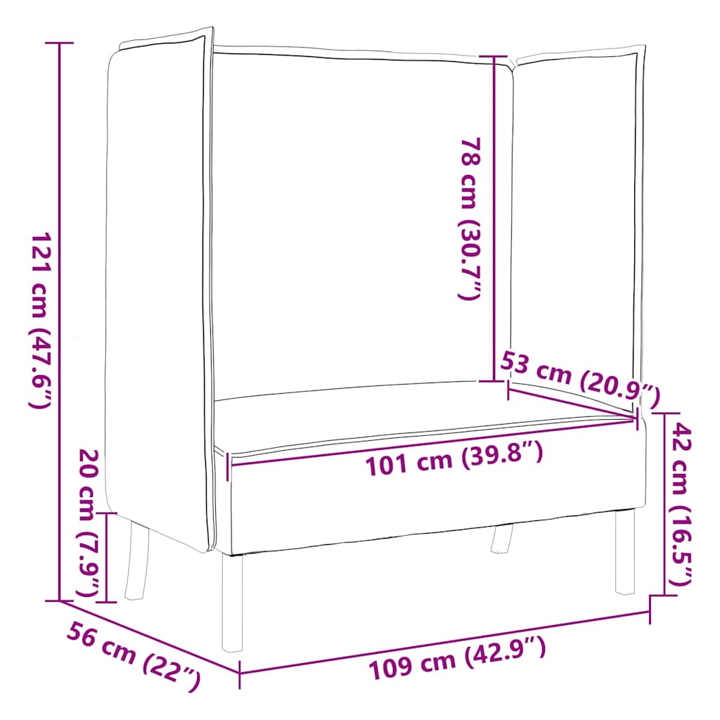 Sofa s visokim naslonom 101cm Tamno smeđa tkanina