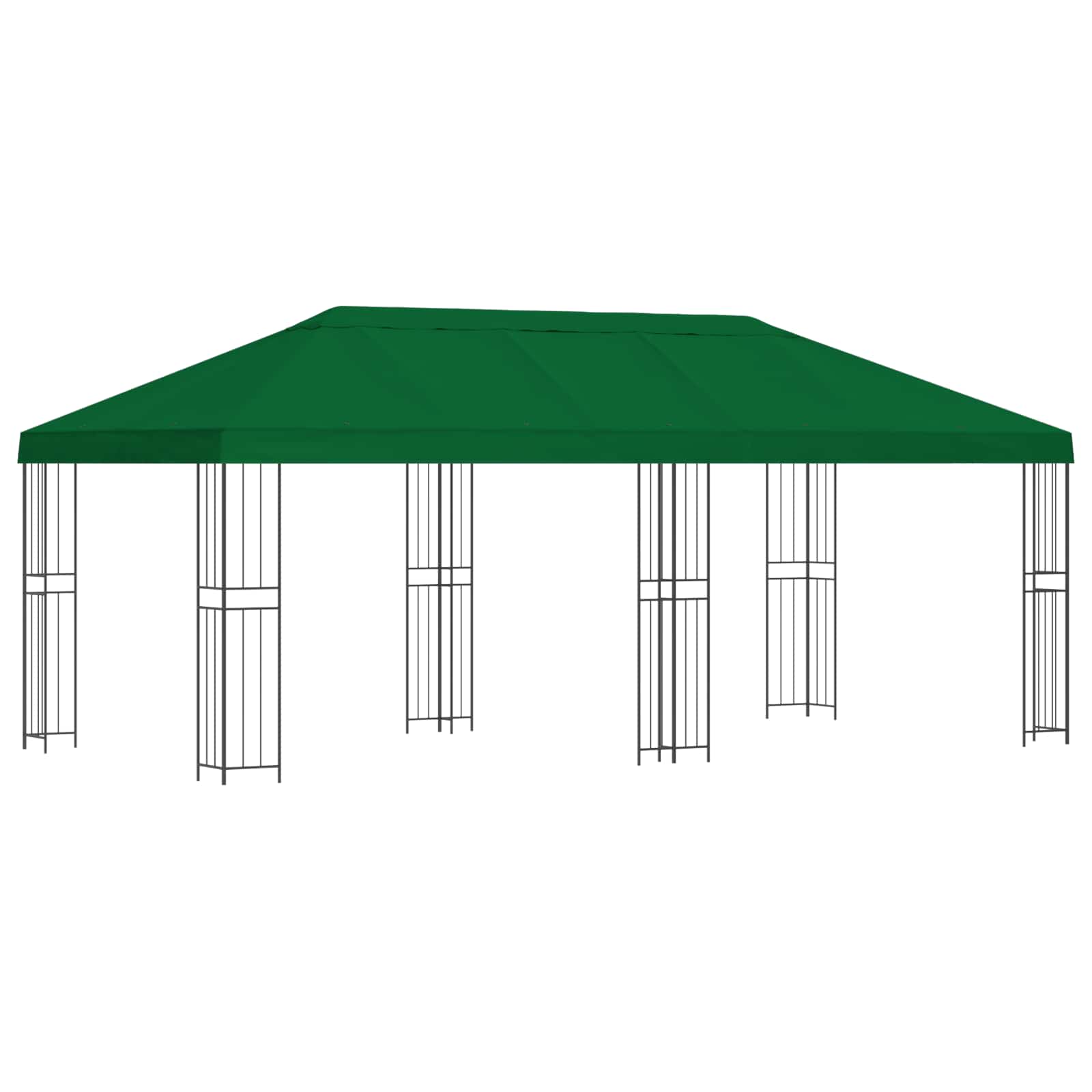 Paviljon s bočnim stranama 6 x 3 m Zelena Poliester i čelik 190