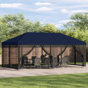 Paviljon s bočnim stranama 6 x 3 m Plava Poliester i čelik 190