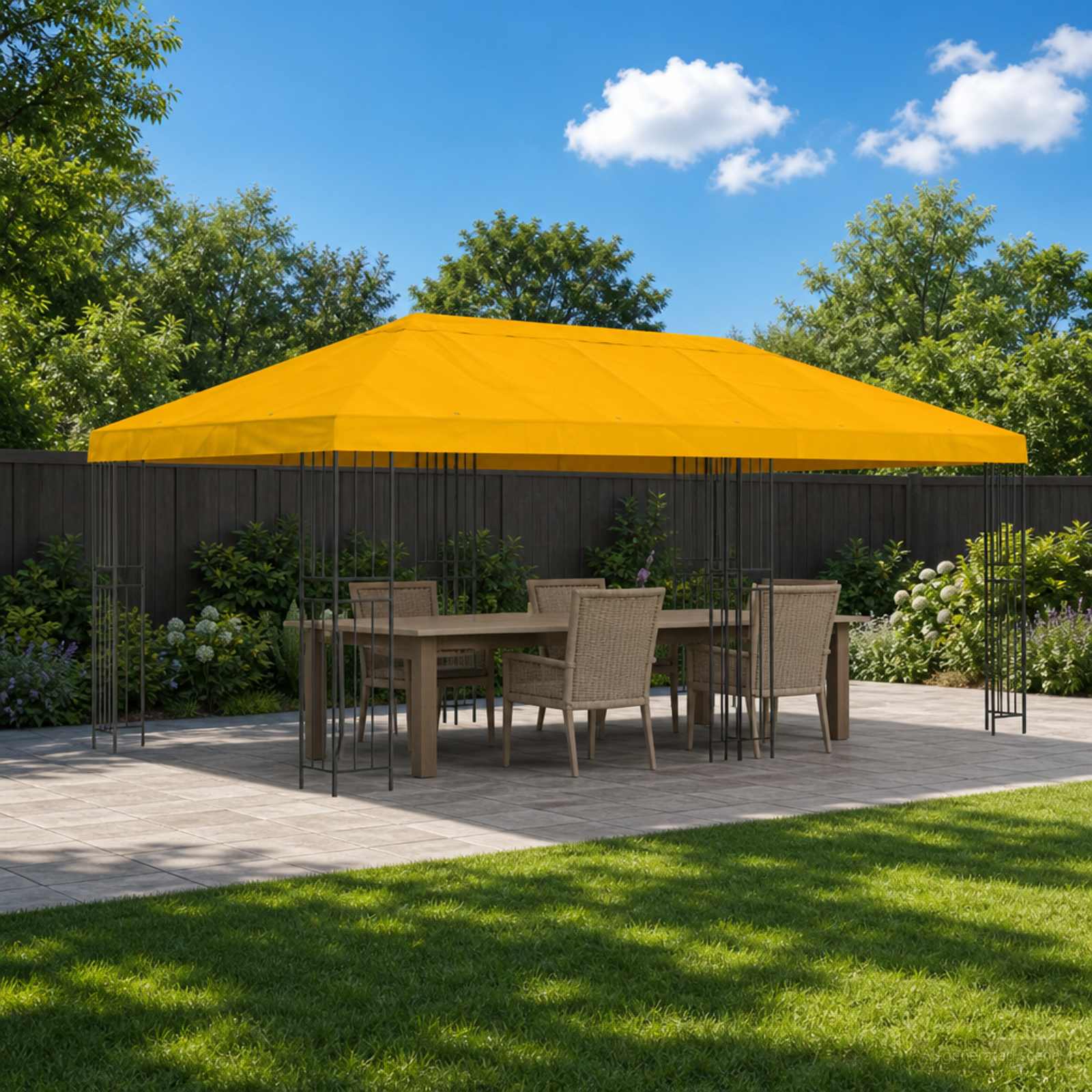 Paviljon s bočnim stranama 6 x 3 m Žuta Poliester i čelik 190