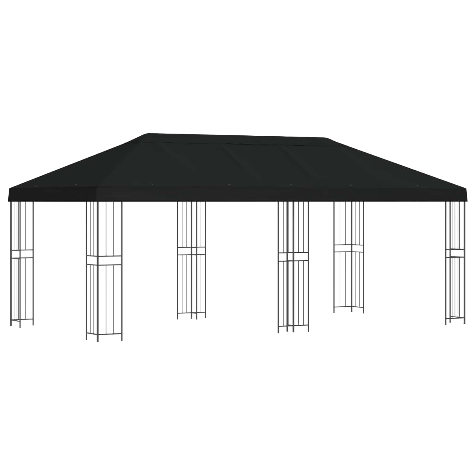 Paviljon s bočnim stranama 6 x 3 m Crna Poliester i čelik 190