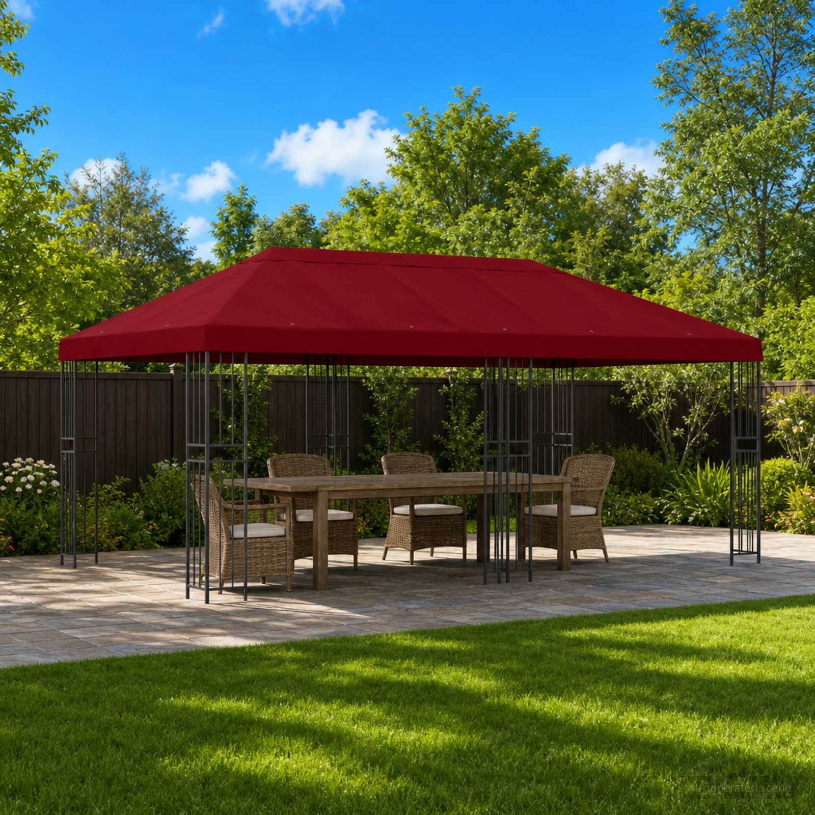 Paviljon s bočnim stranama 6 x 3 m Tamno crvena