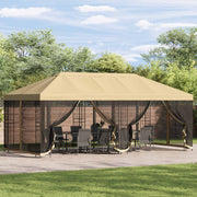Paviljon s bočnim stranama 6 x 3 m Krem Poliester i čelik 190
