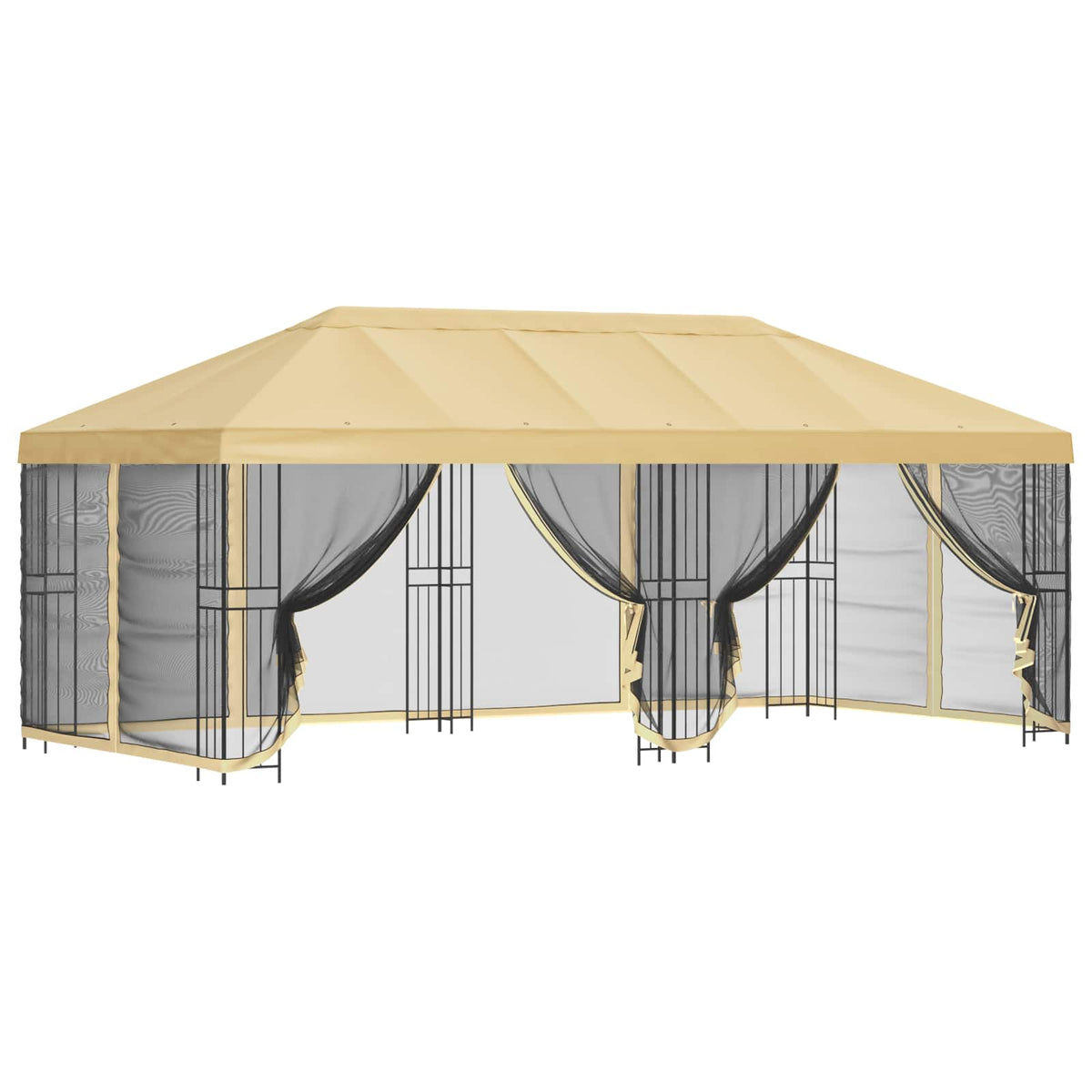 Paviljon s bočnim stranama 6 x 3 m Krem Poliester i čelik 190