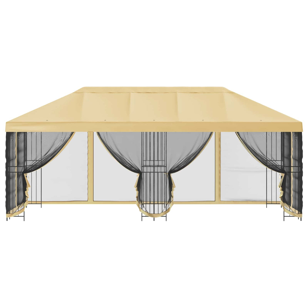 Paviljon s bočnim stranama 6 x 3 m Krem Poliester i čelik 190