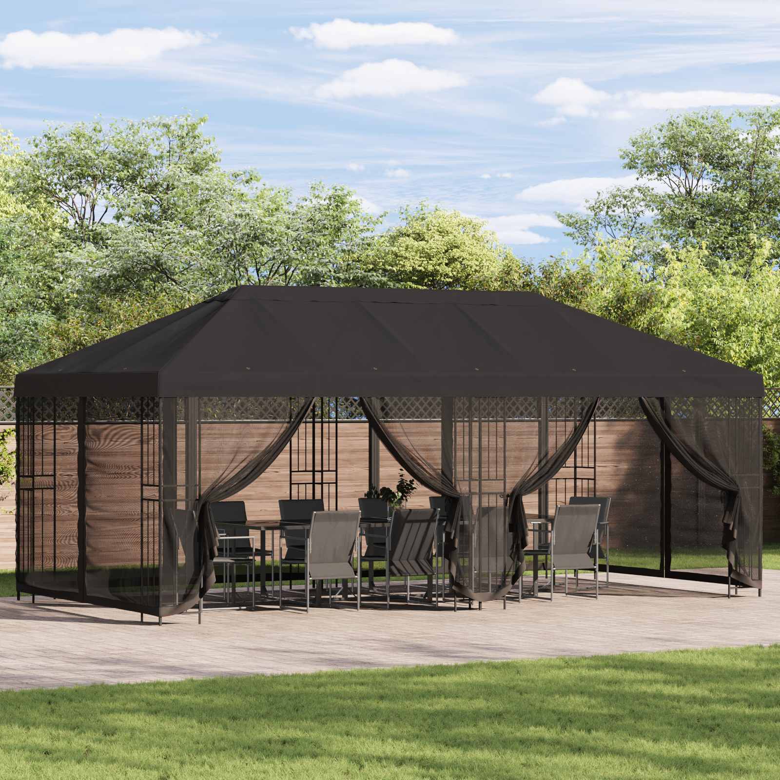 Paviljon s bočnim stranama 6 x 3 m Antracit Poliester i čelik