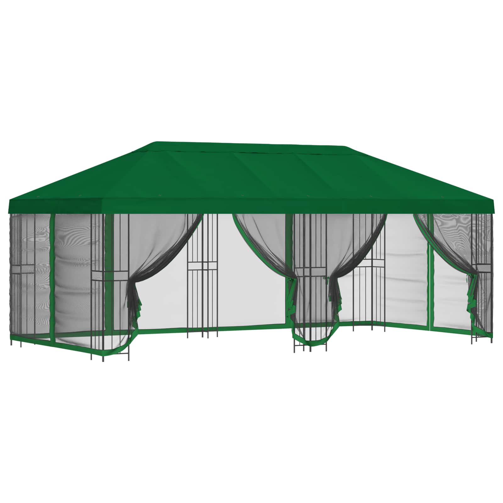 Paviljon s bočnim stranama 6 x 3 m Zelena Poliester i čelik 190