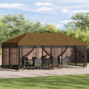 Paviljon s bočnim stranama 6 x 3 m Sivosmeđa Poliester i čelik