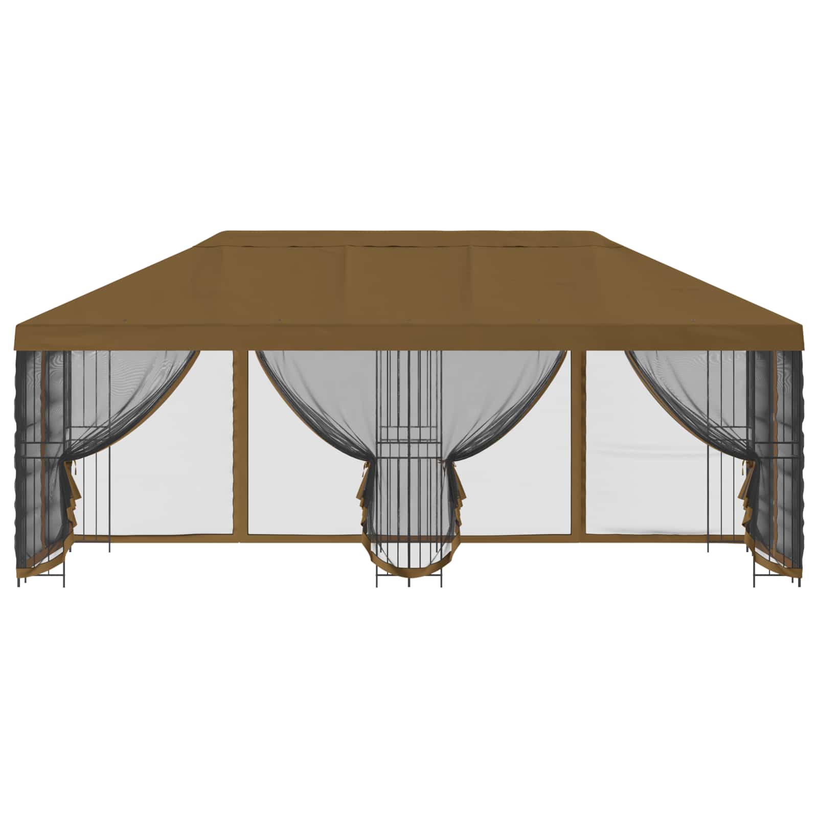 Paviljon s bočnim stranama 6 x 3 m Sivosmeđa Poliester i čelik