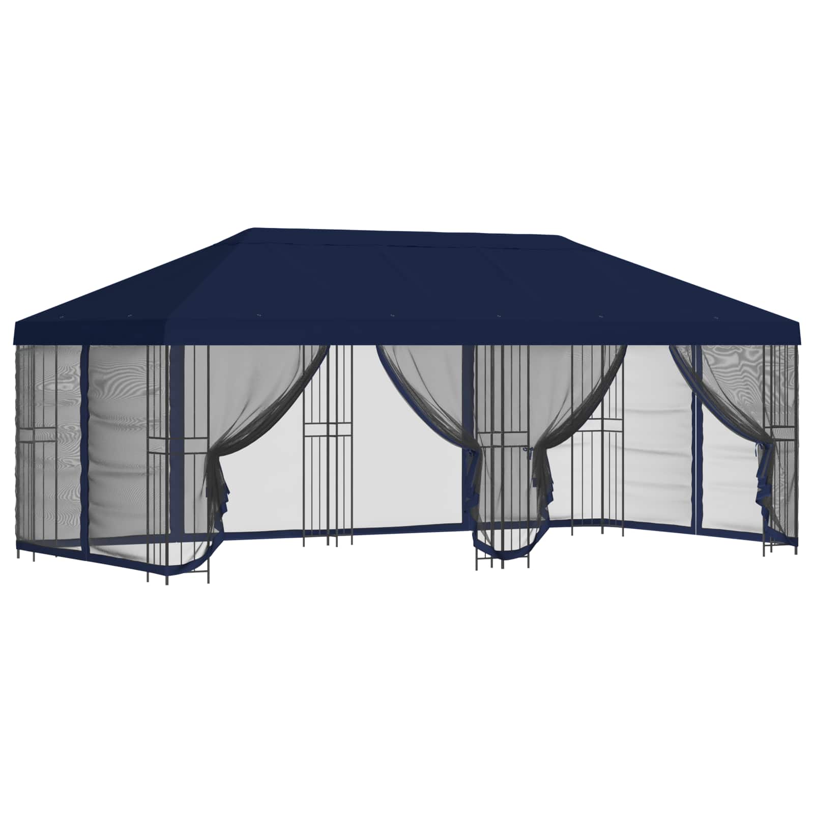 Paviljon s bočnim stranama 6 x 3 m Plava Poliester i čelik 190