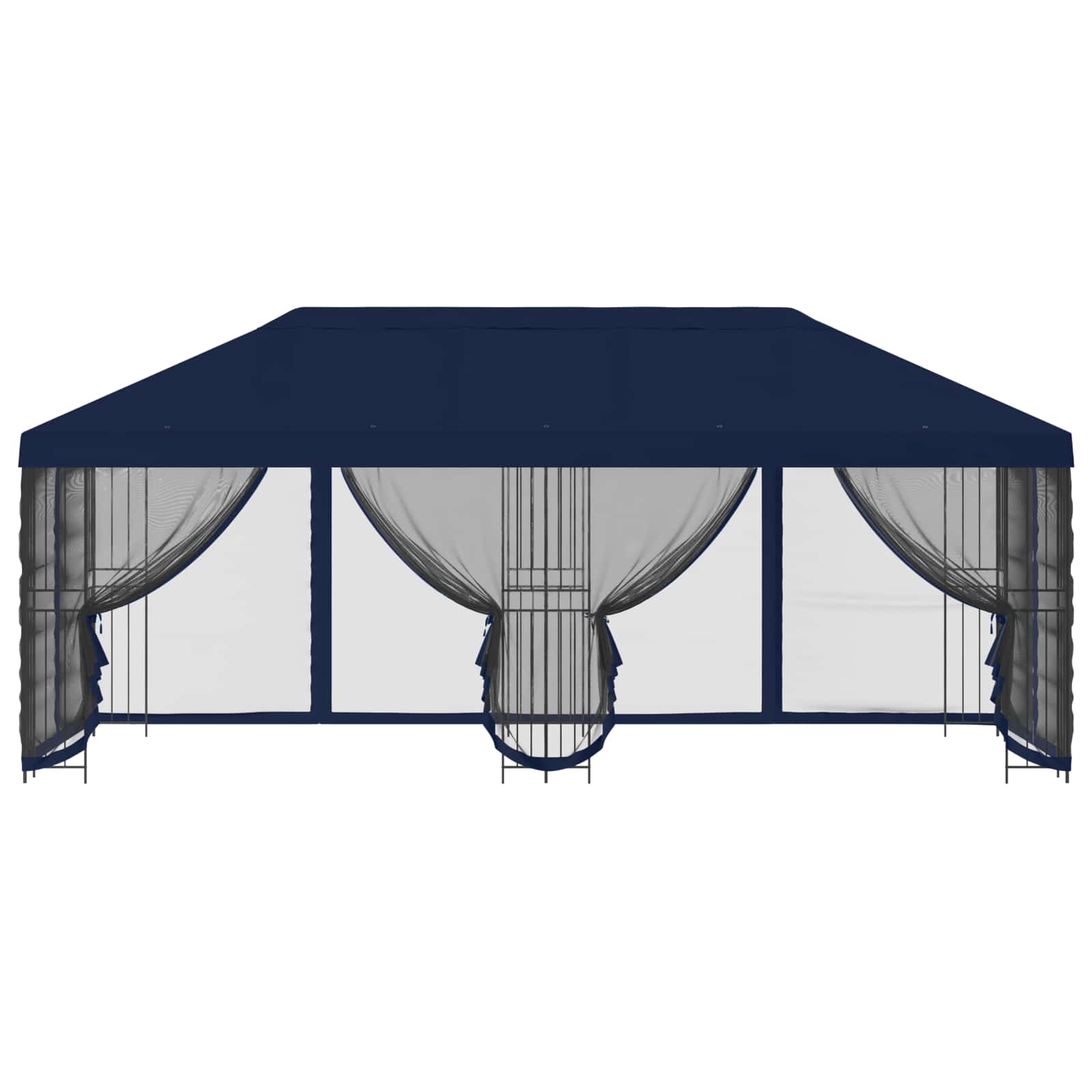 Paviljon s bočnim stranama 6 x 3 m Plava Poliester i čelik 190