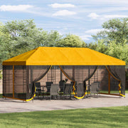 Paviljon s bočnim stranama 6 x 3 m Žuta Poliester i čelik 190
