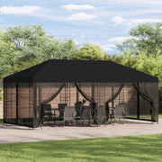 Paviljon s bočnim stranama 6 x 3 m Crna Poliester i čelik 190