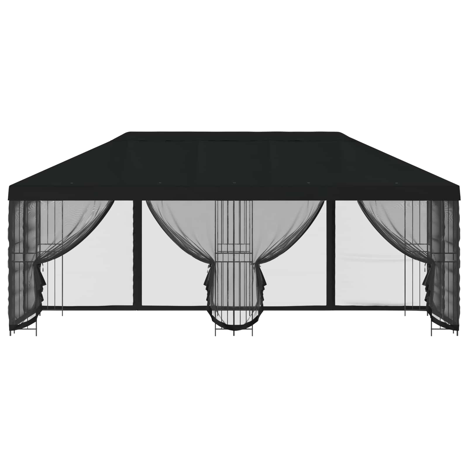 Paviljon s bočnim stranama 6 x 3 m Crna Poliester i čelik 190