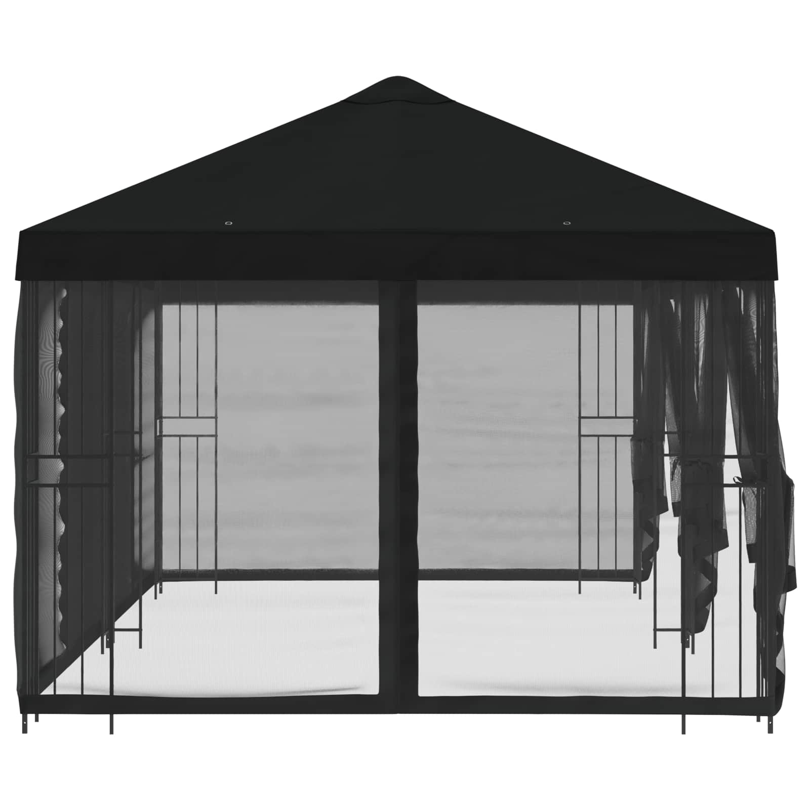 Paviljon s bočnim stranama 6 x 3 m Crna Poliester i čelik 190
