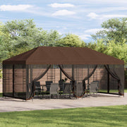 Paviljon s bočnim stranama 6 x 3 m Smeđa Poliester i čelik 190