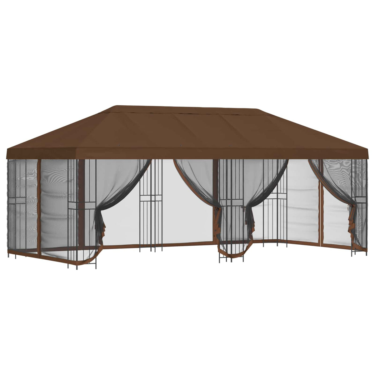 Paviljon s bočnim stranama 6 x 3 m Smeđa Poliester i čelik 190