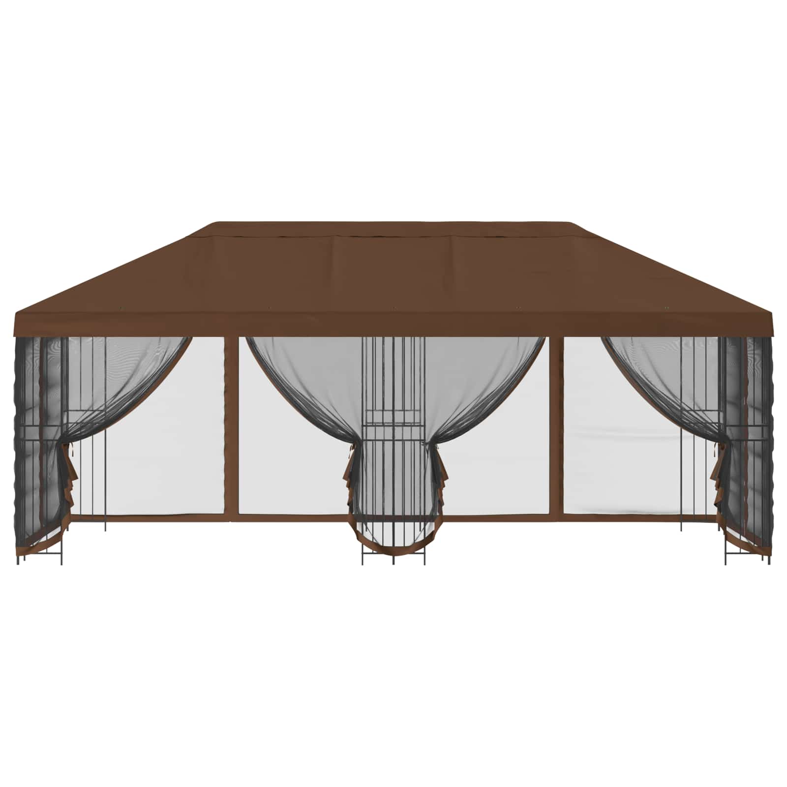 Paviljon s bočnim stranama 6 x 3 m Smeđa Poliester i čelik 190