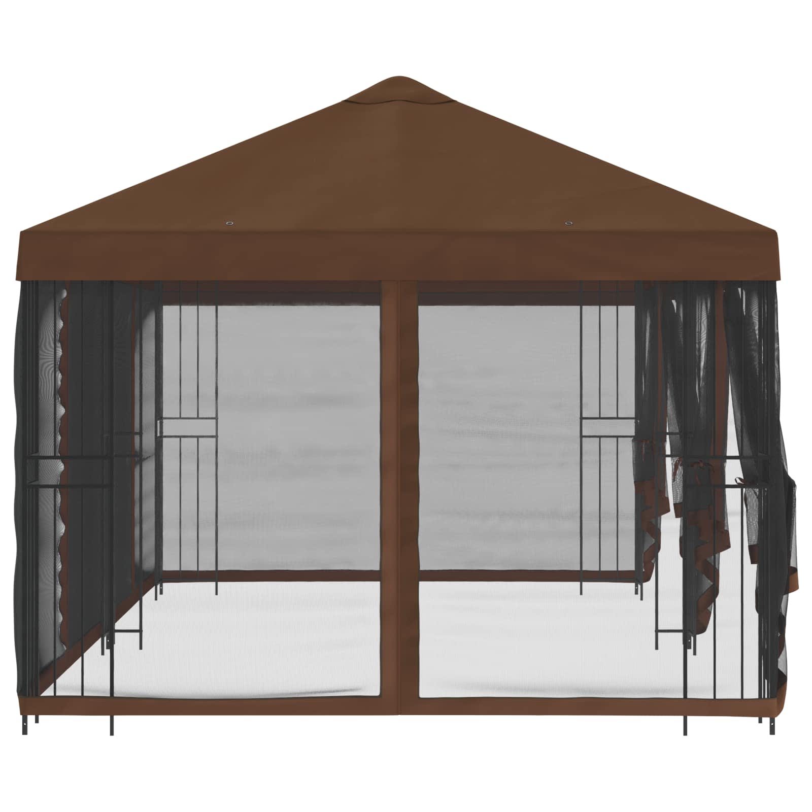 Paviljon s bočnim stranama 6 x 3 m Smeđa Poliester i čelik 190