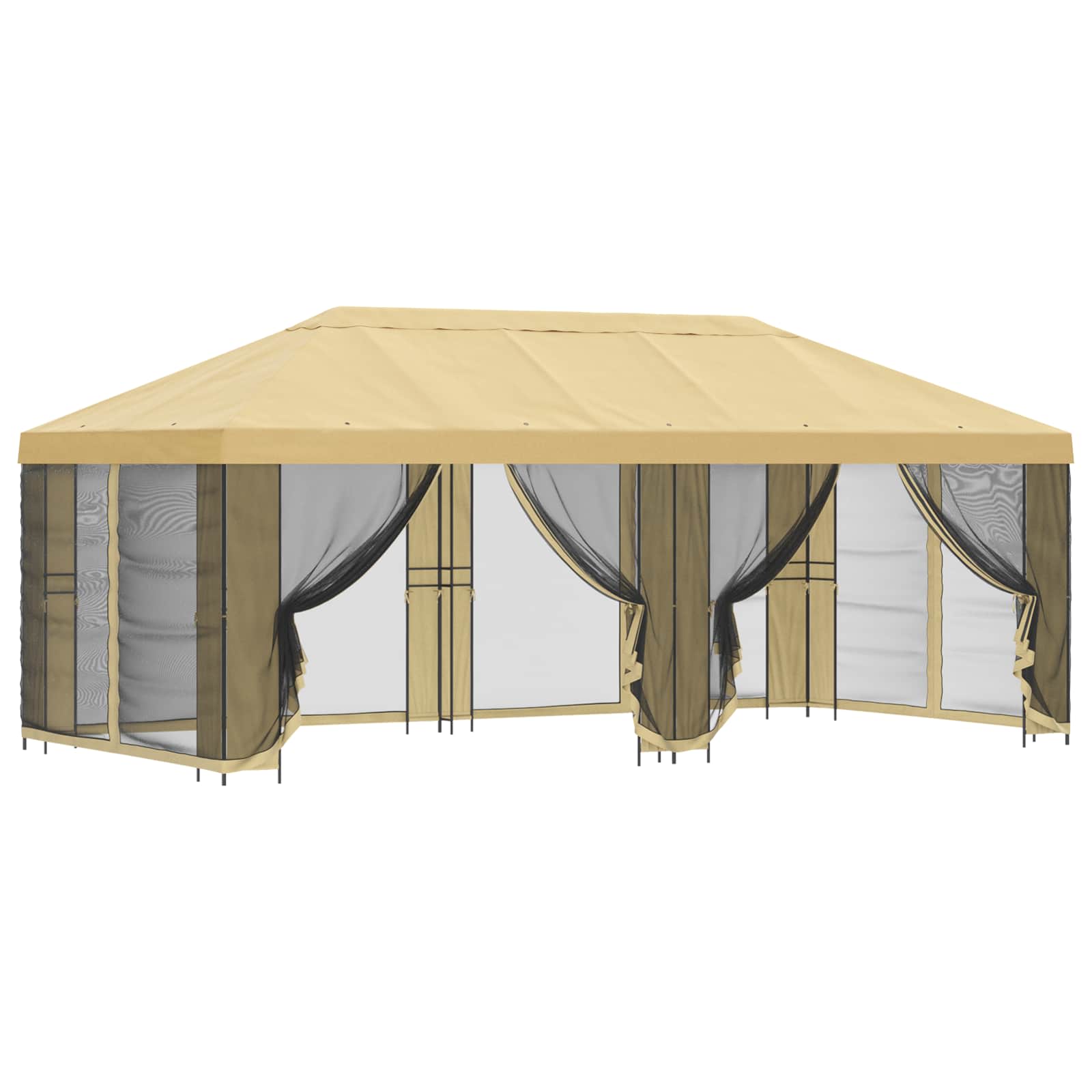 Paviljon s bočnim stranama 6 x 3 m Krem Poliester i čelik 190