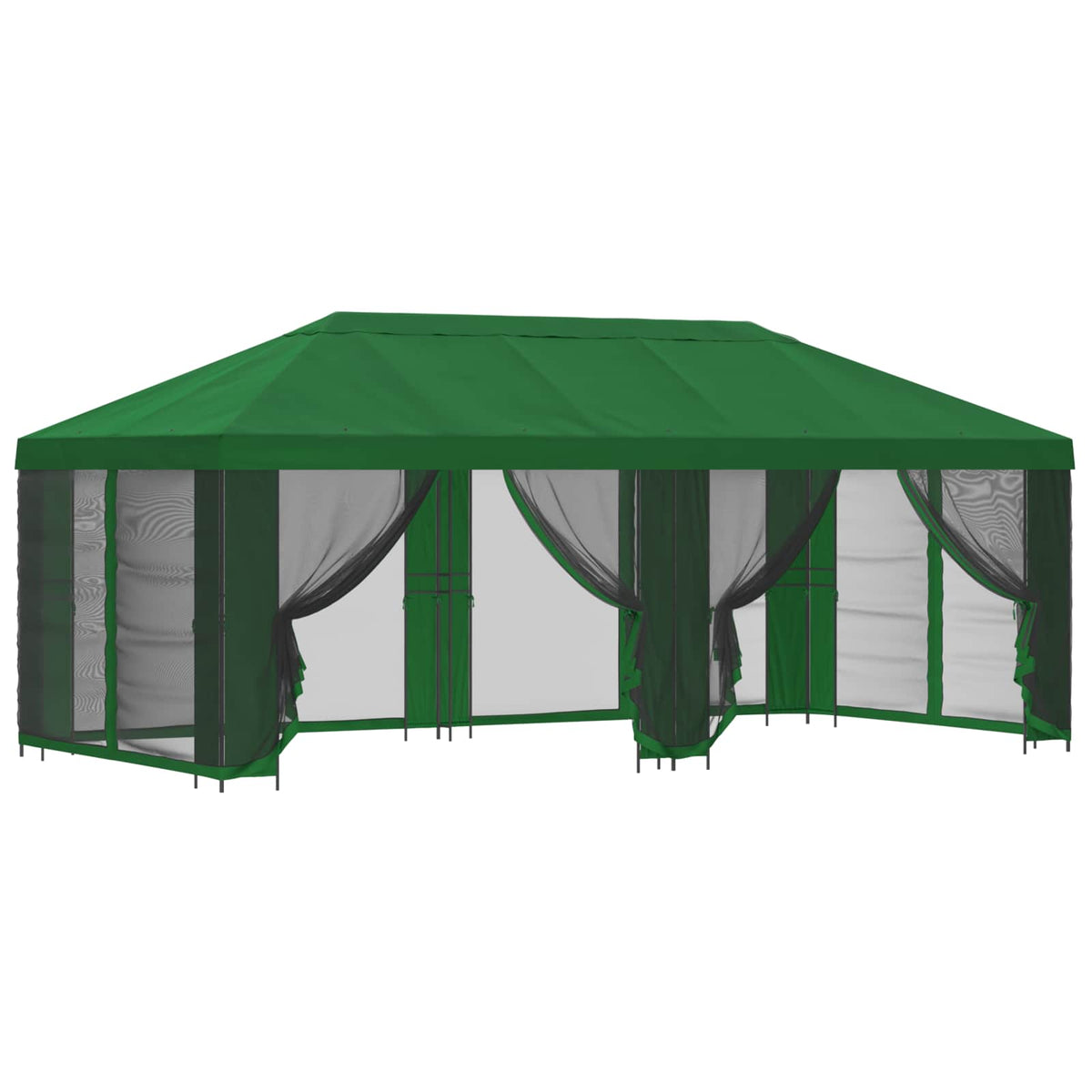 Paviljon s bočnim stranama 6 x 3 m Zelena Poliester i čelik 190