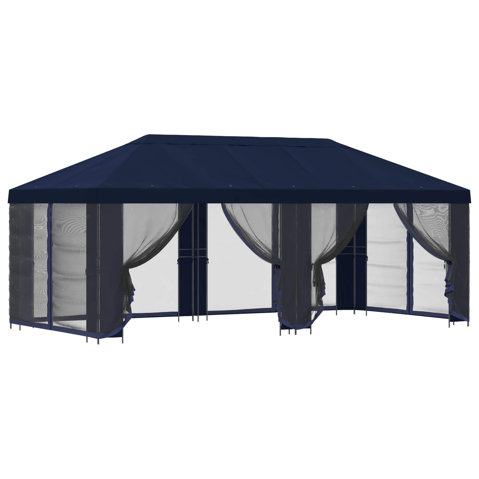 Paviljon s bočnim stranama 6 x 3 m Plava Poliester i čelik 190