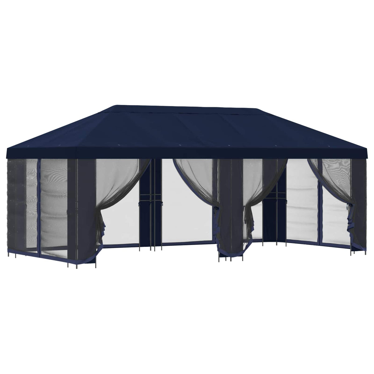 Paviljon s bočnim stranama 6 x 3 m Plava Poliester i čelik 190
