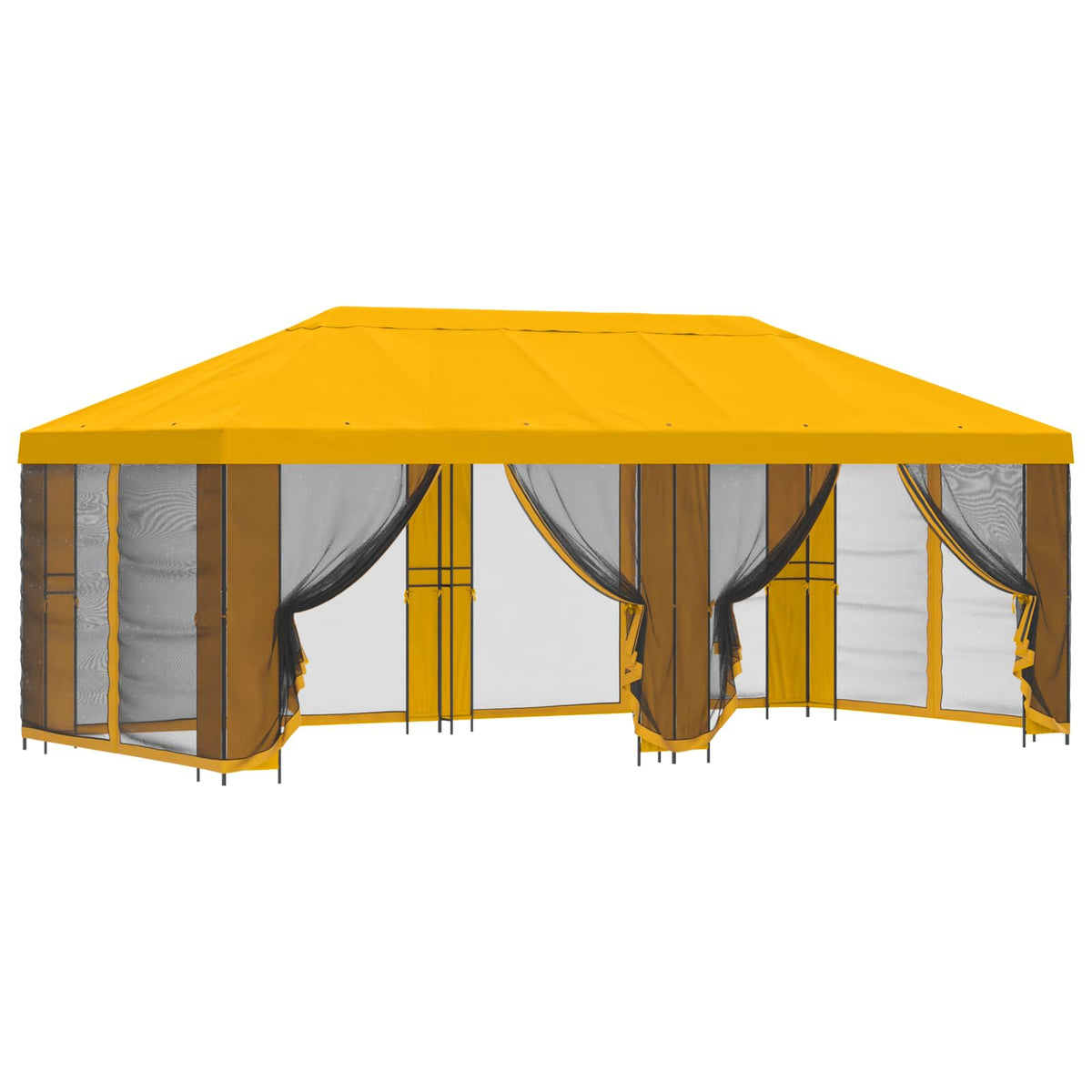 Paviljon s bočnim stranama 6 x 3 m Žuta Poliester i čelik 190