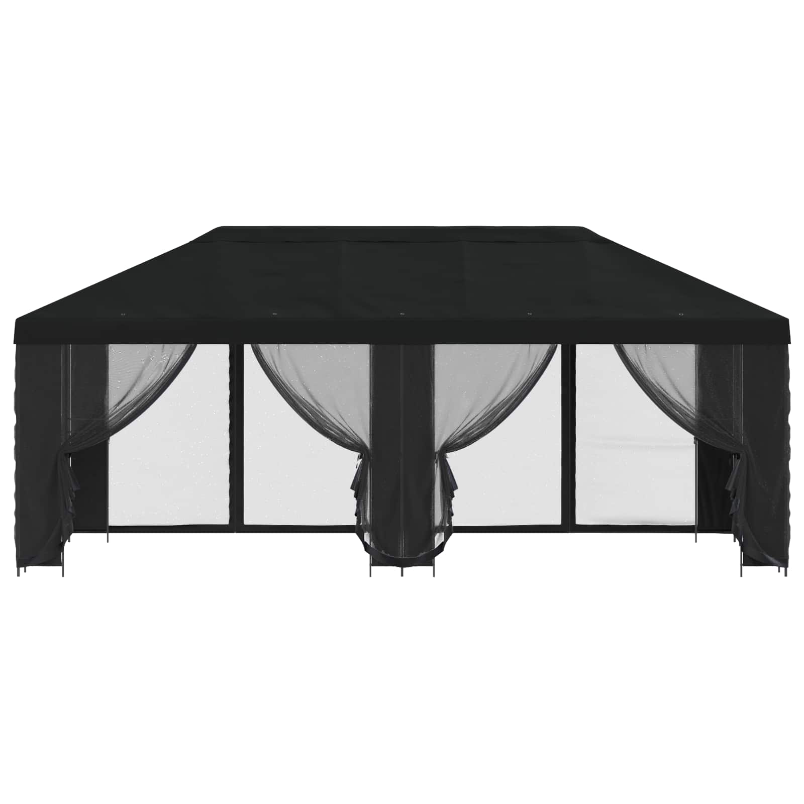 Paviljon s bočnim stranama 6 x 3 m Crna Poliester i čelik 190