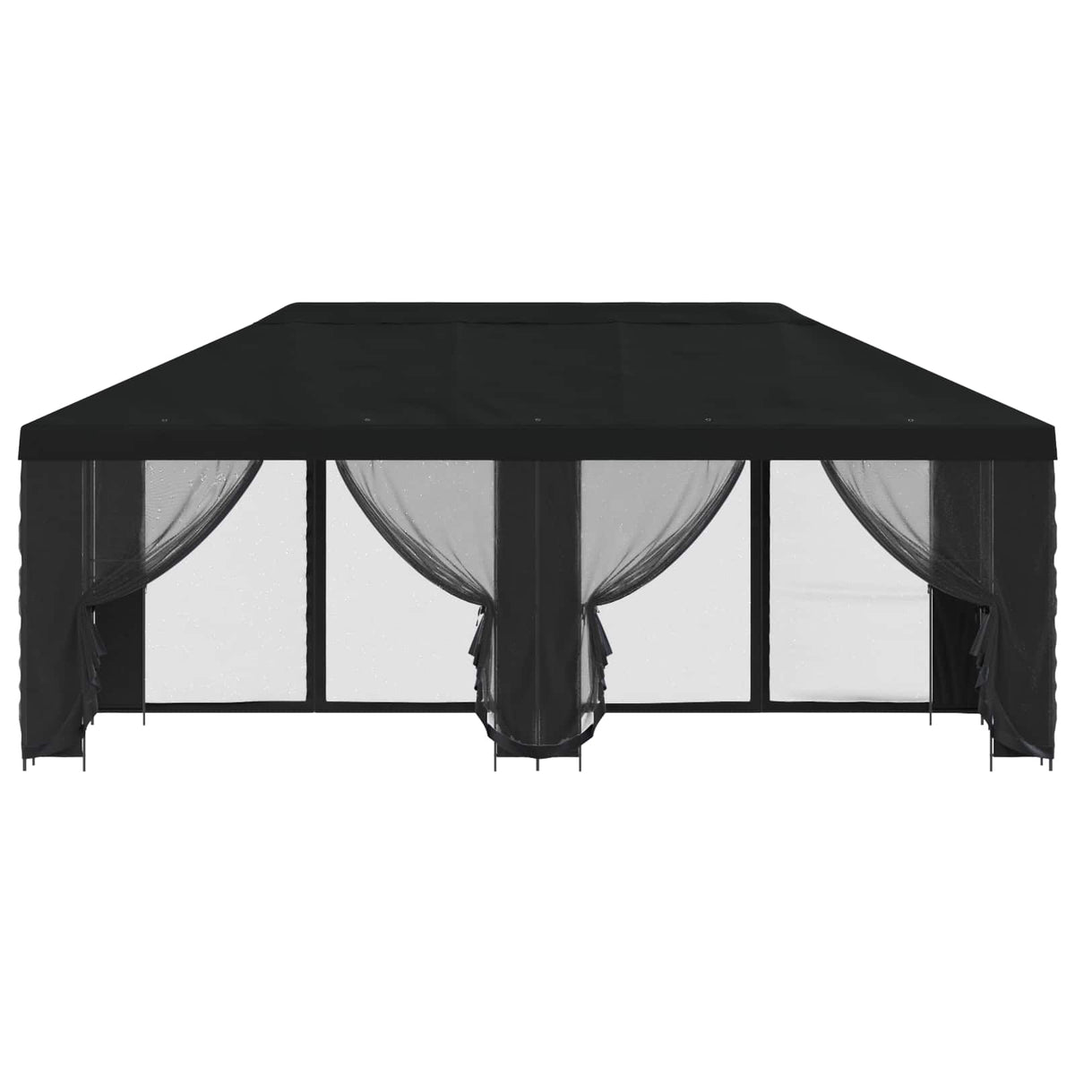 Paviljon s bočnim stranama 6 x 3 m Crna Poliester i čelik 190