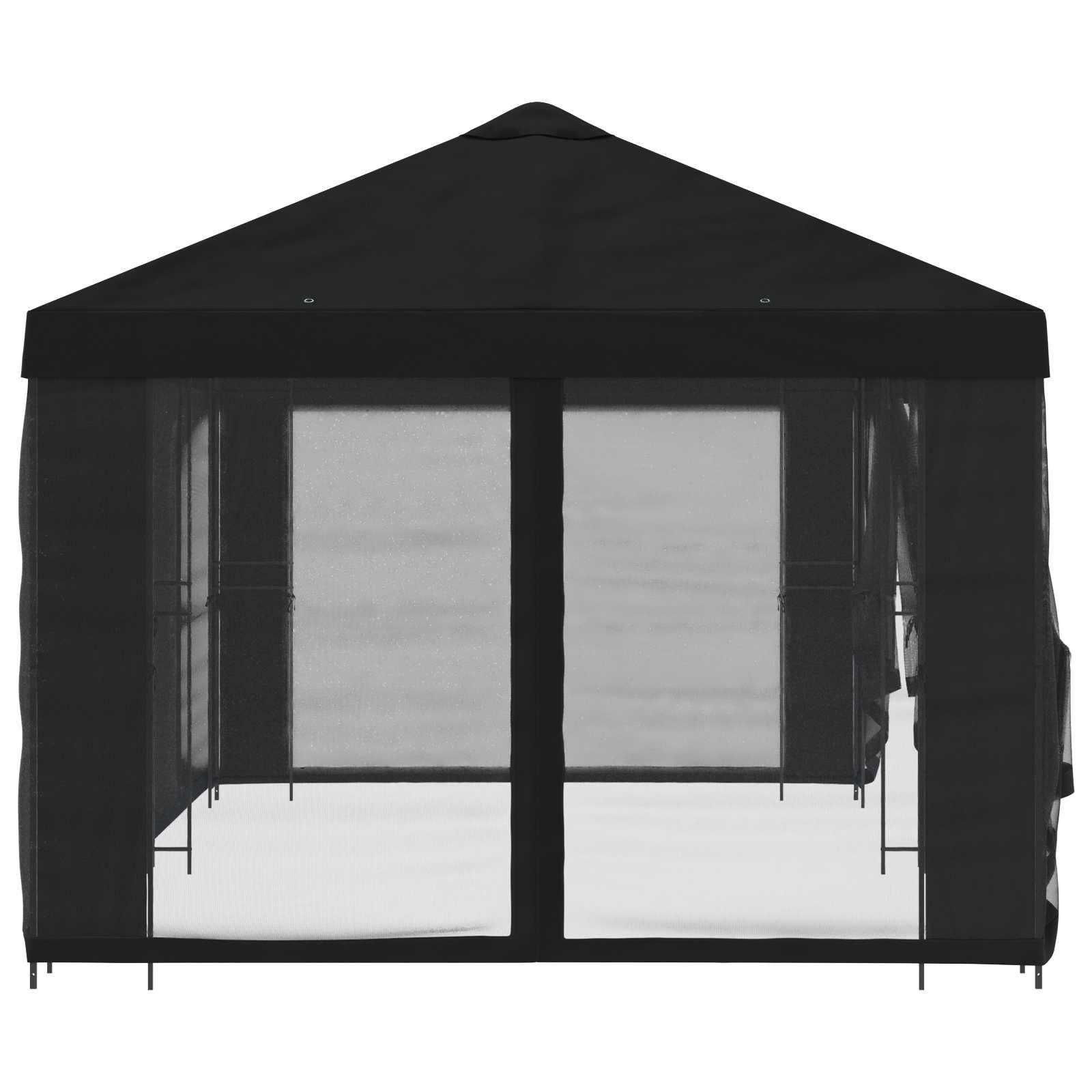 Paviljon s bočnim stranama 6 x 3 m Crna Poliester i čelik 190