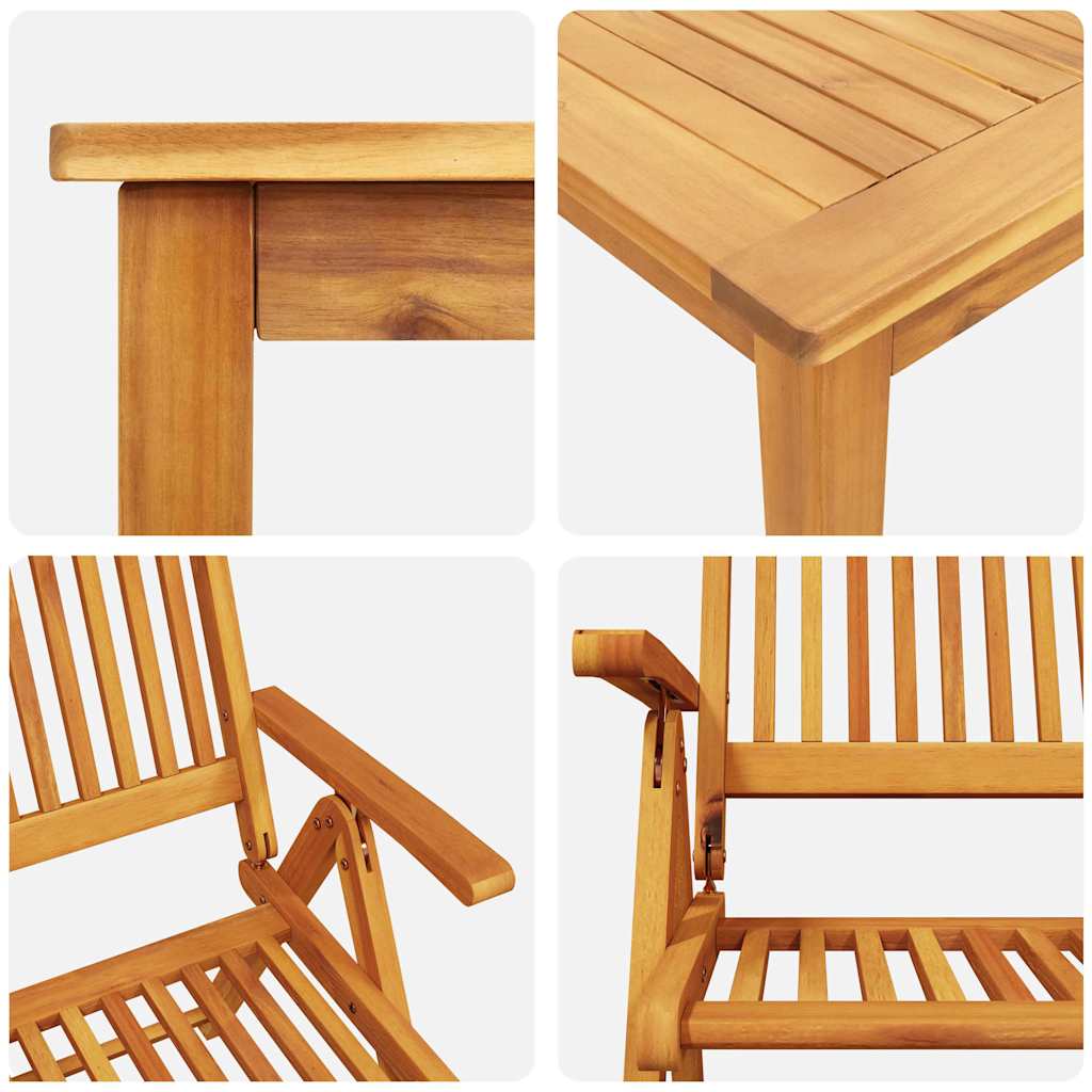Vrtni set za objed Sklopivi 7 pcs Smeđa Čvrsto drvo akacije