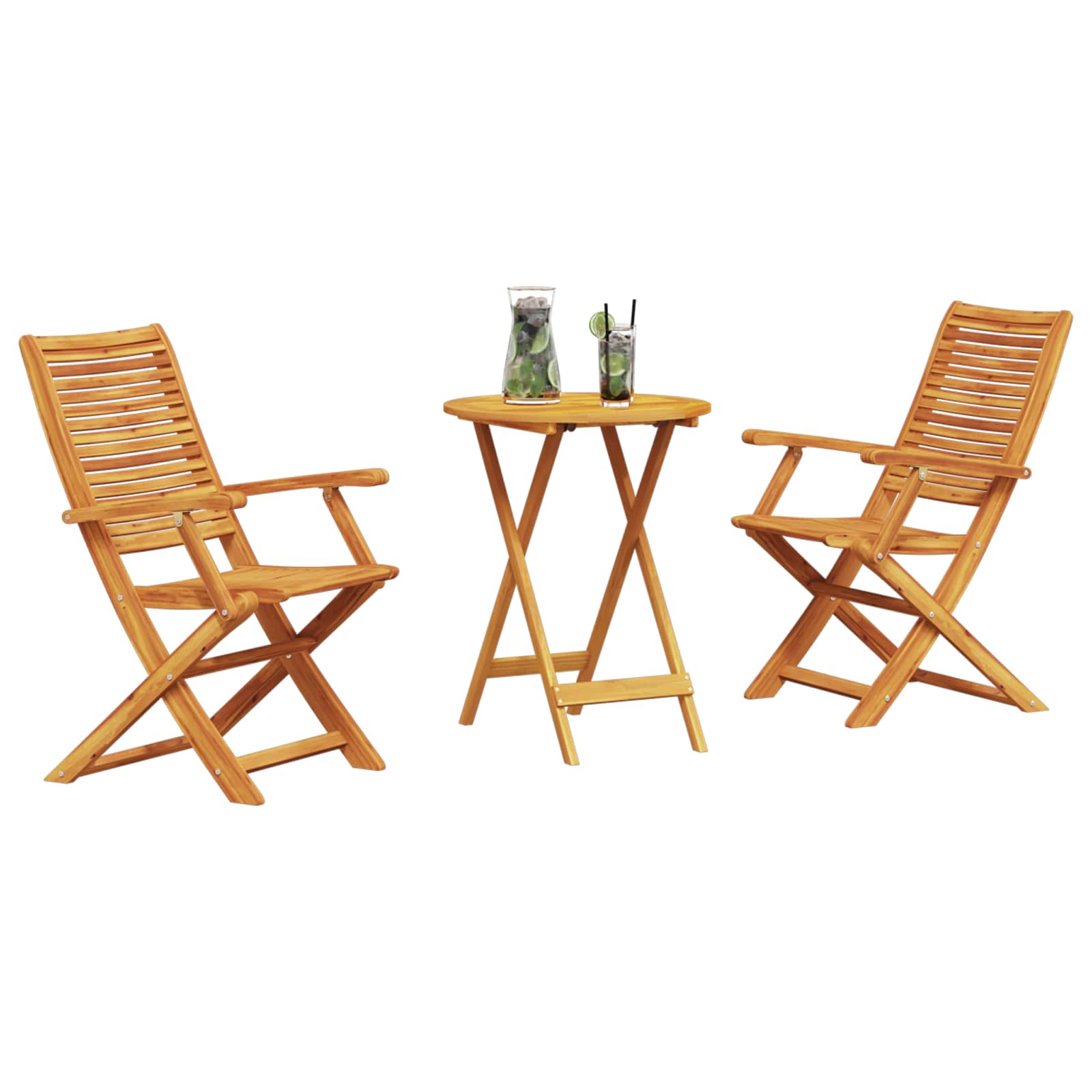 Sklopivi bistro set 3 pcs Smeđa Čvrsto drvo akacije